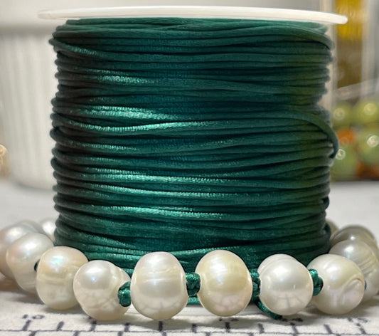 Satiny Pearls Bracelet: Freshwater Pearls Hand Knotted on Satin Cord in Stunning Fall/Winter Tones Gold or Silver Clasp