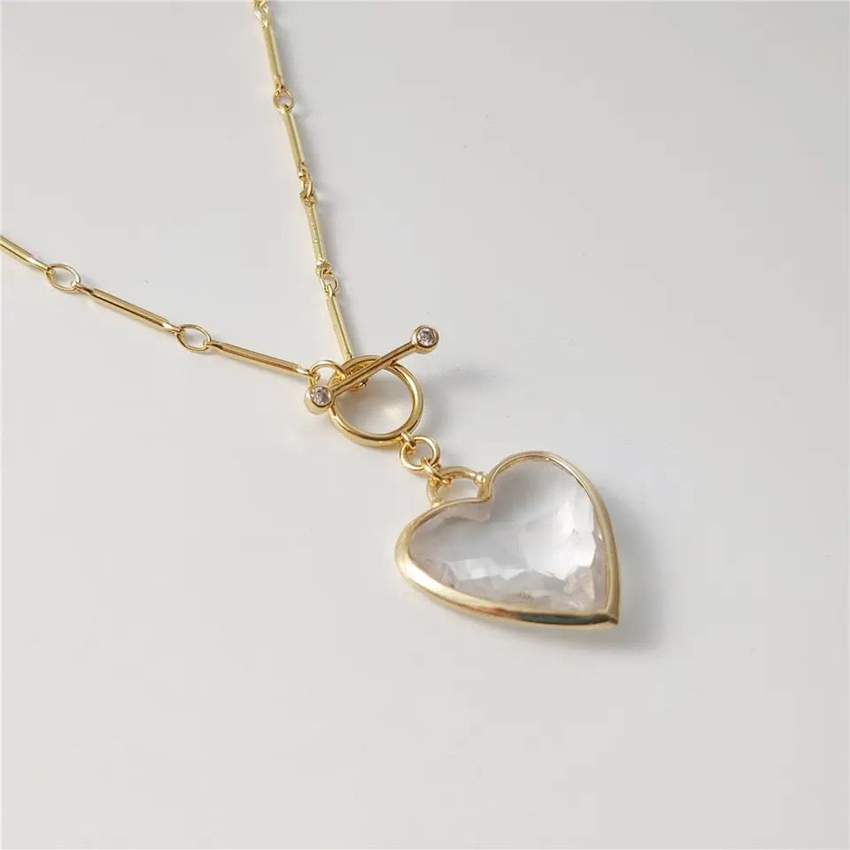 Heart of Stone (Natural stone) Necklace: Gold plated brass chain with a protective coating for tarnish resistance, a beautiful heart pendant in 4 different stone options