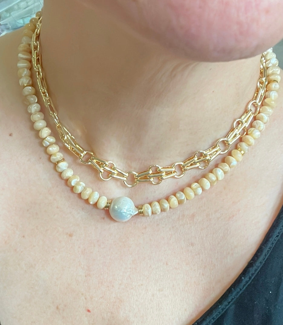 Toasty Pearl Necklace Larger Beads