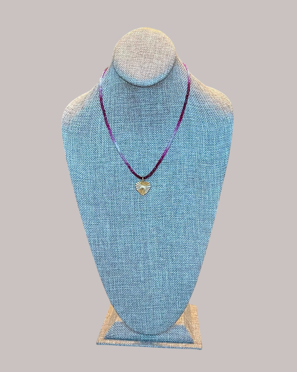 Gradient Ruby Necklace: Natural authentic Ruby gemstone necklace w/ gold heart charm and gold filled lobster clasp OOAK