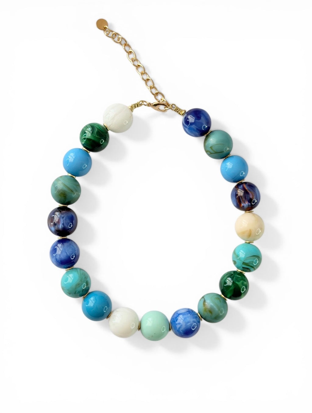 The Gathered Blues Necklace: Gumball beads in gorgeous blue & green tones