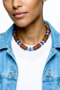 Bone & Blue Necklace: Handmade Bone Beads (Nepal) and Mexican Blue Argonite (Rare)