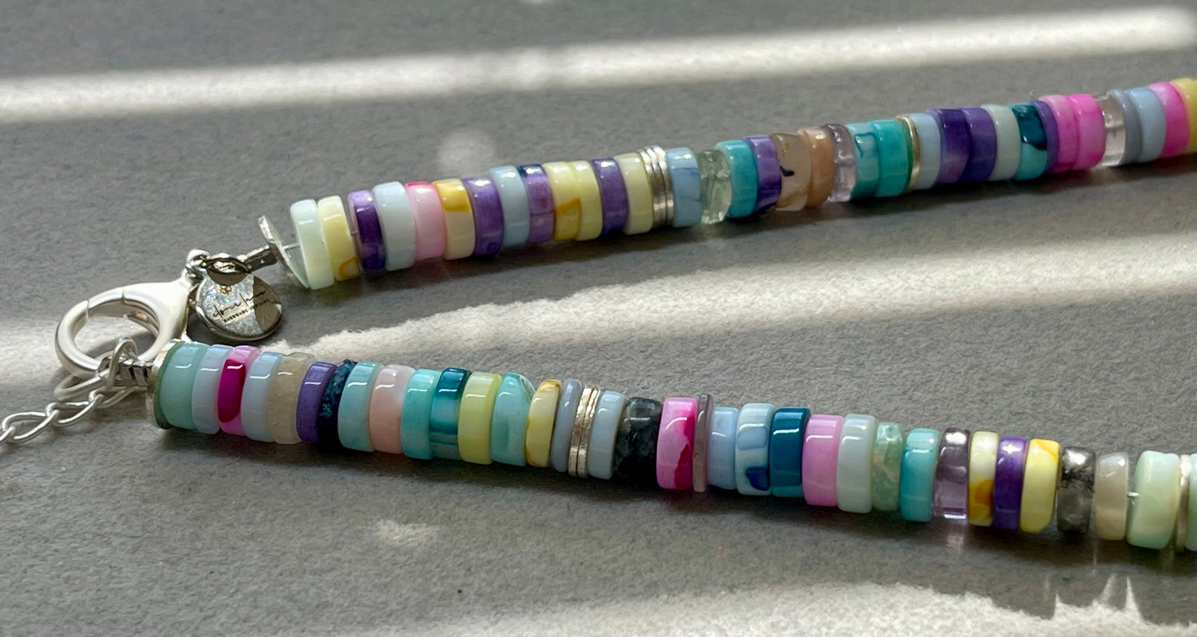 Confetti Coast Necklace: Multi Mixed Gemstones in beautiful bright tones One with Gold accents & One with Silver