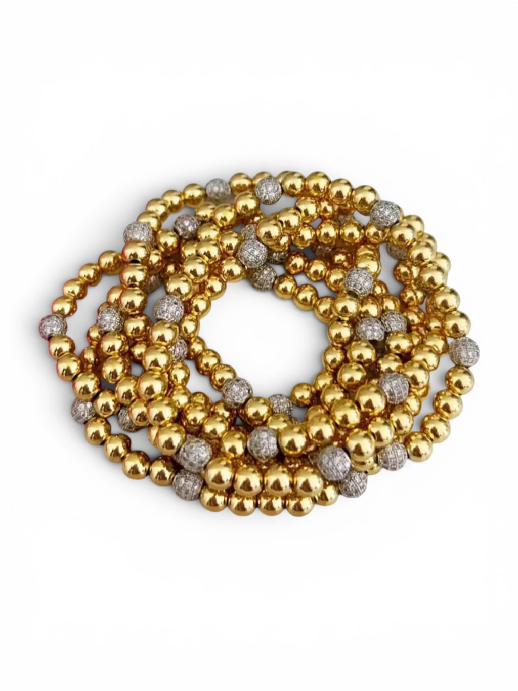 The Golden Hour Bracelet: (Stretch bracelet) Non tarnish gold beads w/ gunmetal pavé accent beads