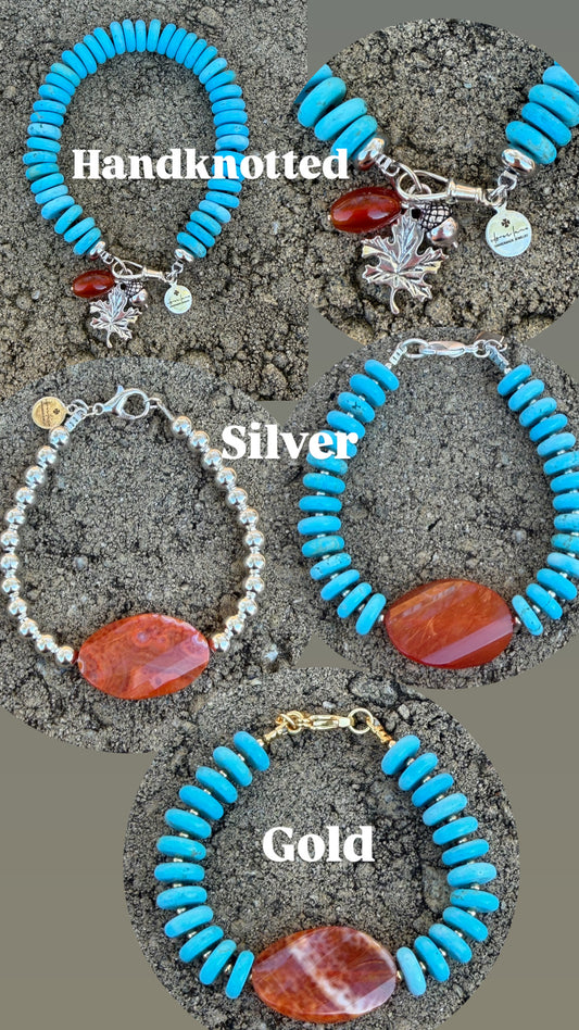 Turquoise & Carnelian Bracelets: 4 Styles