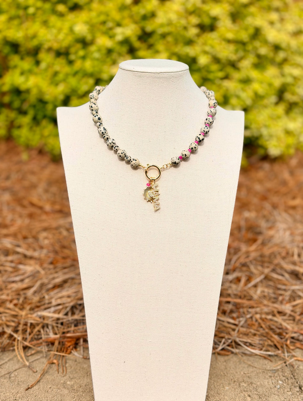 Spotted Mama Necklace: Dalmatian Jasper natural stone