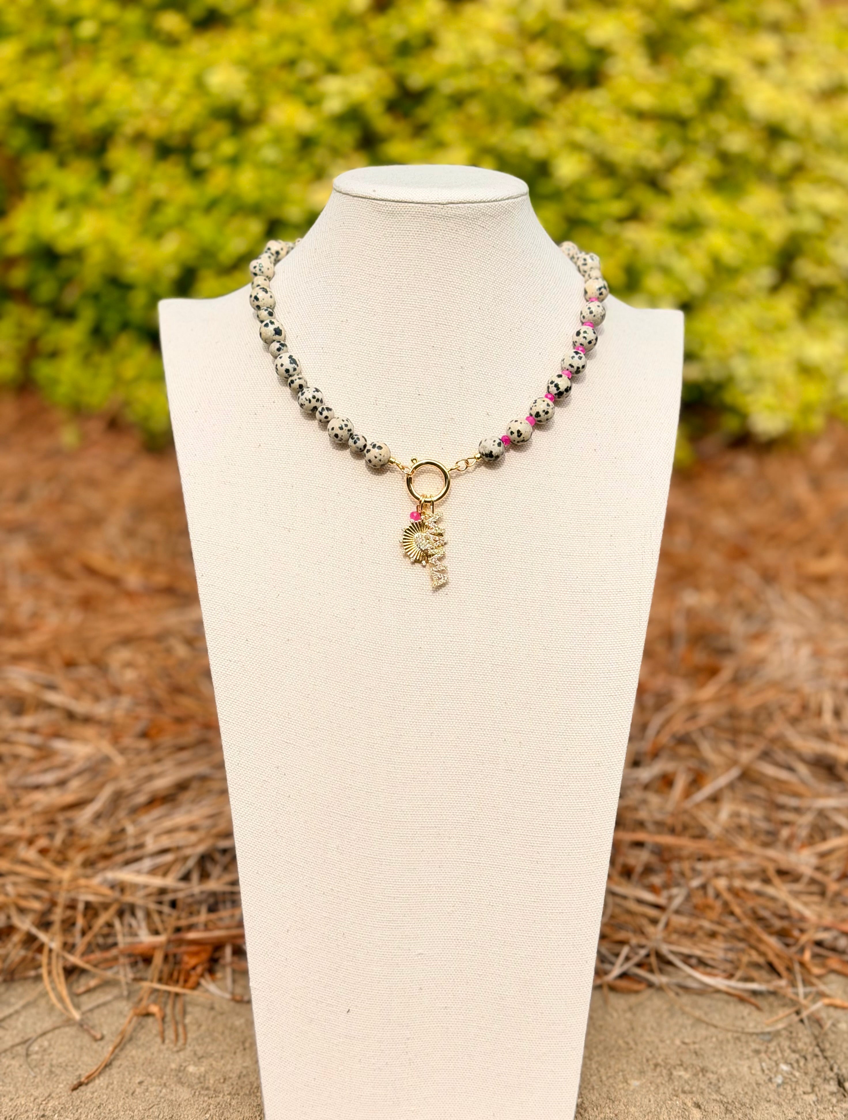 Spotted Mama Necklace: Dalmatian Jasper natural stone