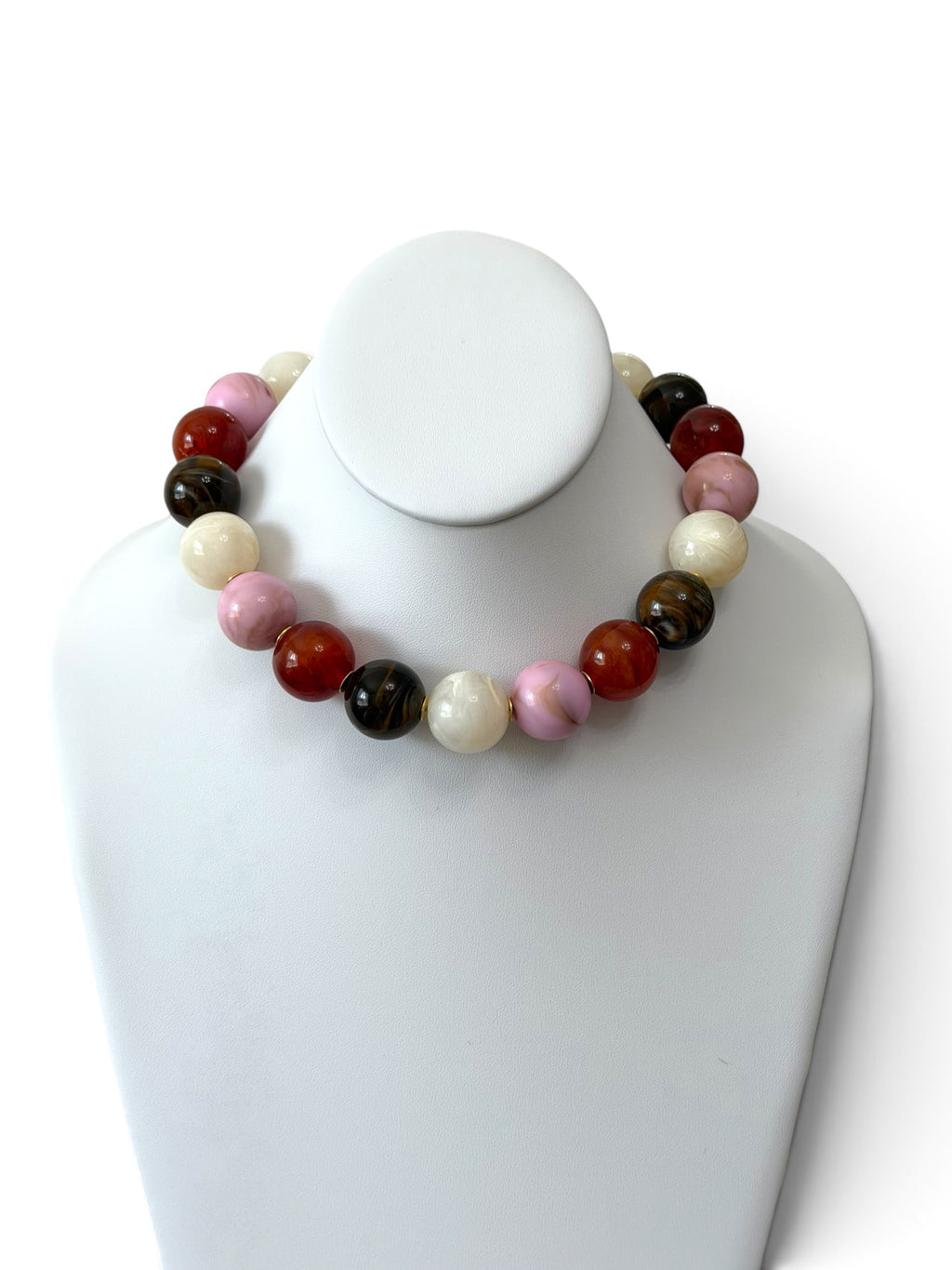 Maple & Marble Necklace: Gemstone look alike resin beads Gold accents