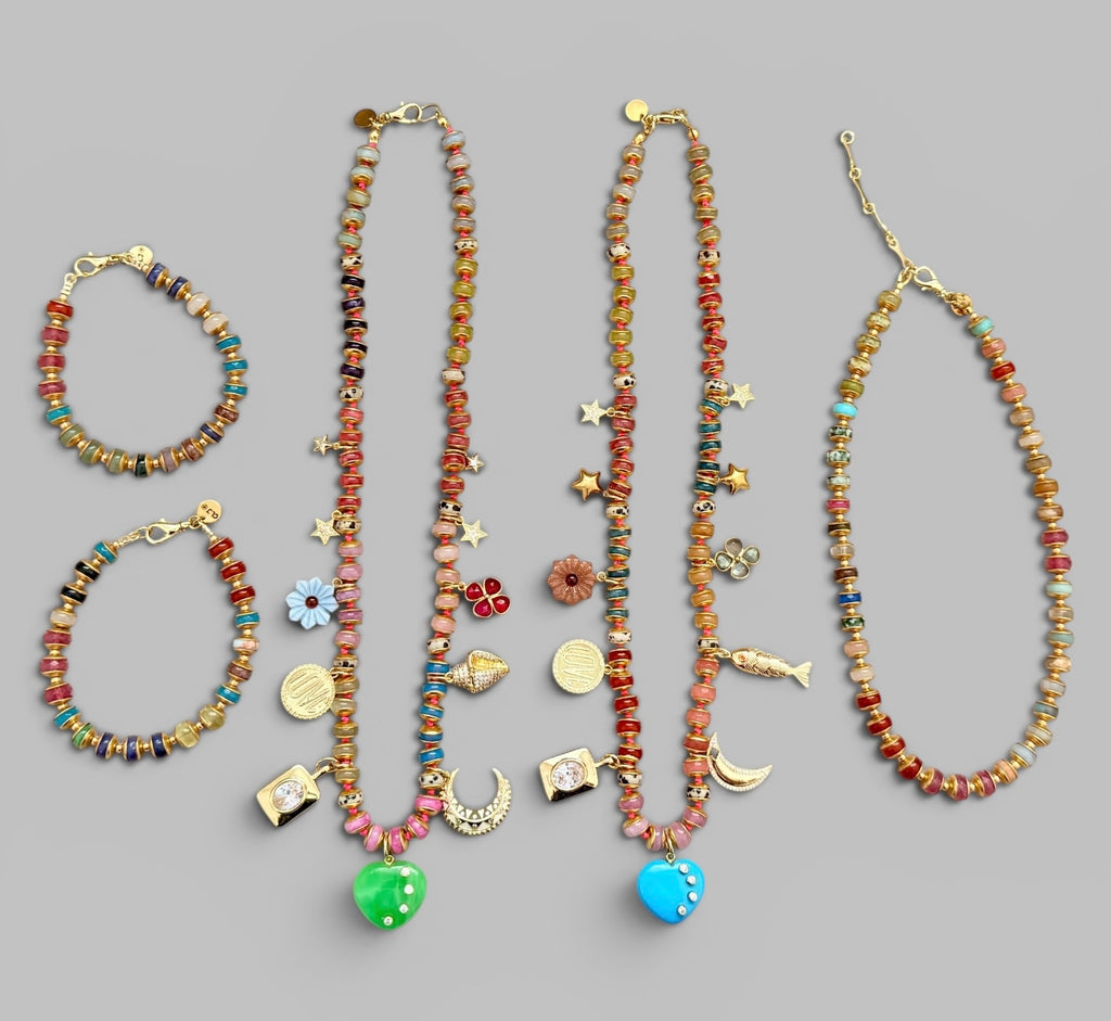 Joy Keeper Necklace: Mixed Gemstones and Charms