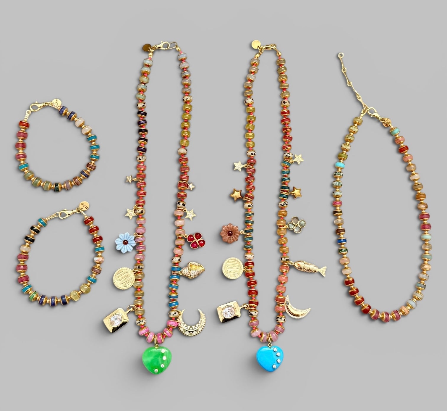 Joy Keeper Necklace: Mixed Gemstones and Charms