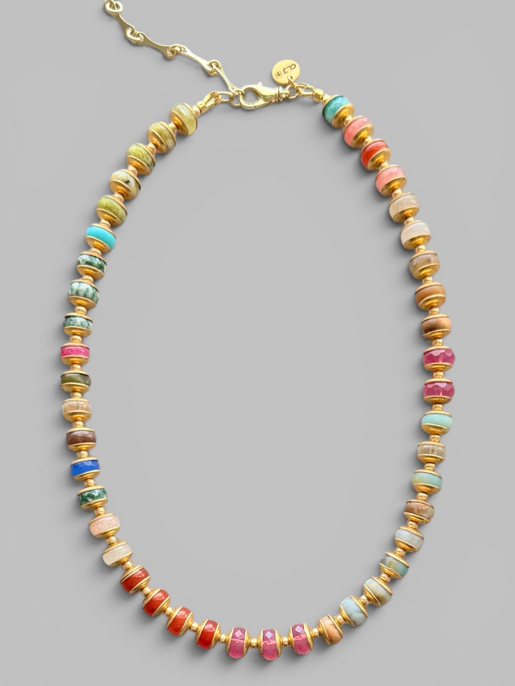 Gathered Joy Necklace: Mixed Gemstones with solid brass & gold spacer bead accents OOAK