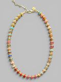 Gathered Joy Necklace: Mixed Gemstones with solid brass & gold spacer bead accents OOAK