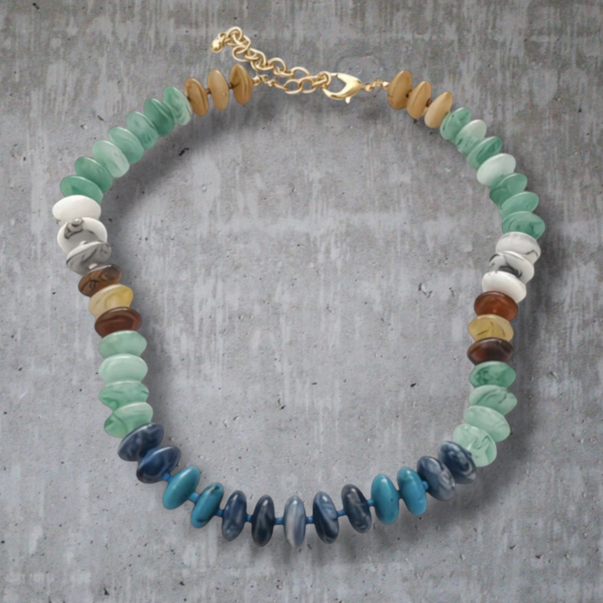 The Coastal Strand: Gradient resin beads Gold lobster clasp