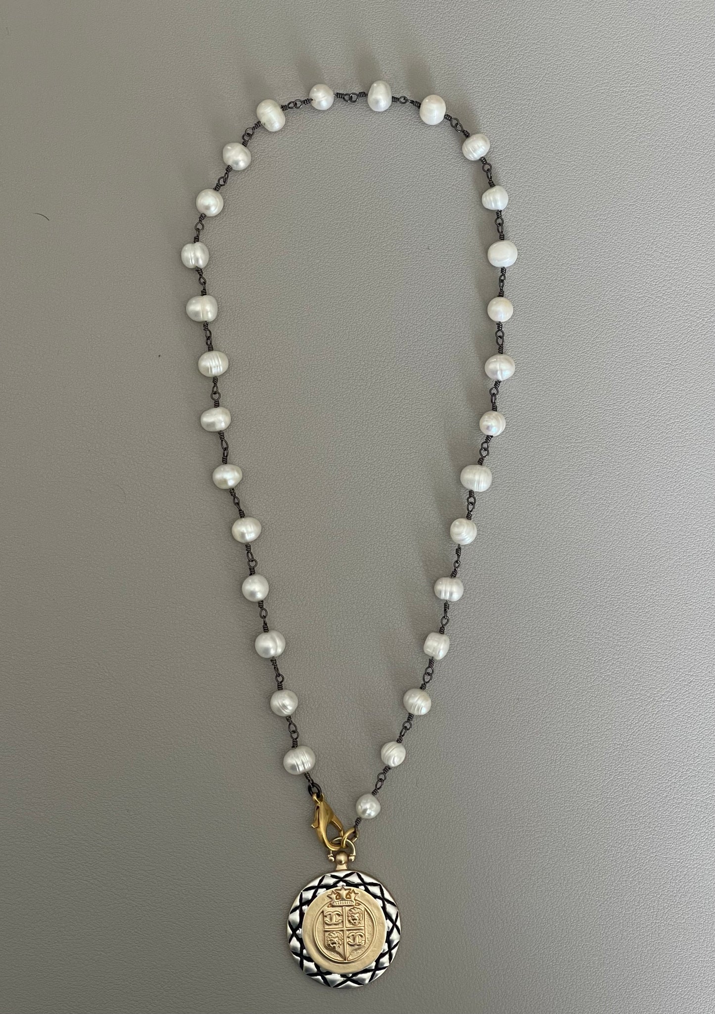 Chanel Vibes Coin Necklace: Freshwater Pearl Chain w Chanel Inspired Coin Charm OOAK!