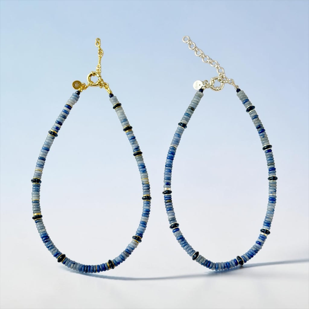 Blue Horizon Necklace: Blue Aventurine and London Blue Topaz accented with gold or silver