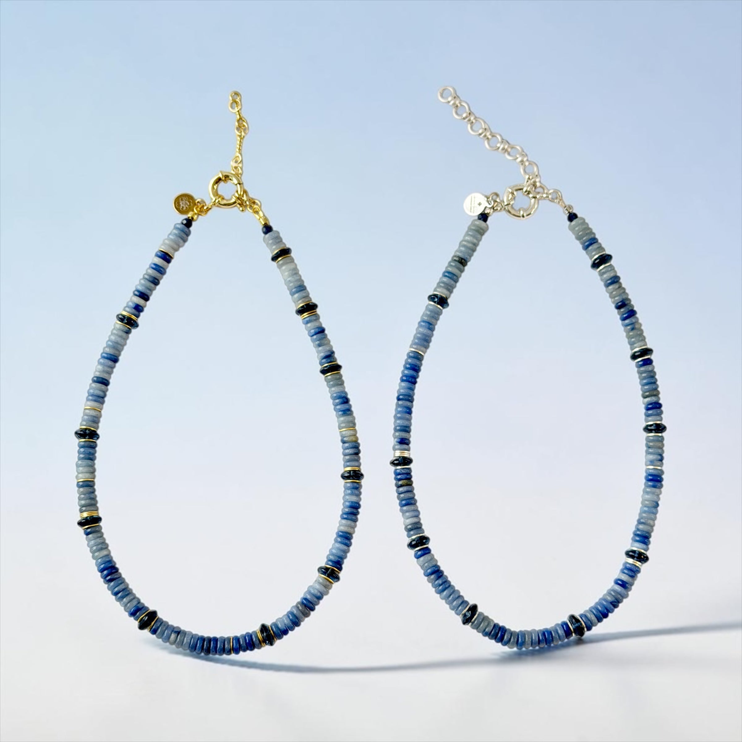 Blue Horizon Necklace: Blue Aventurine and London Blue Topaz accented with gold or silver