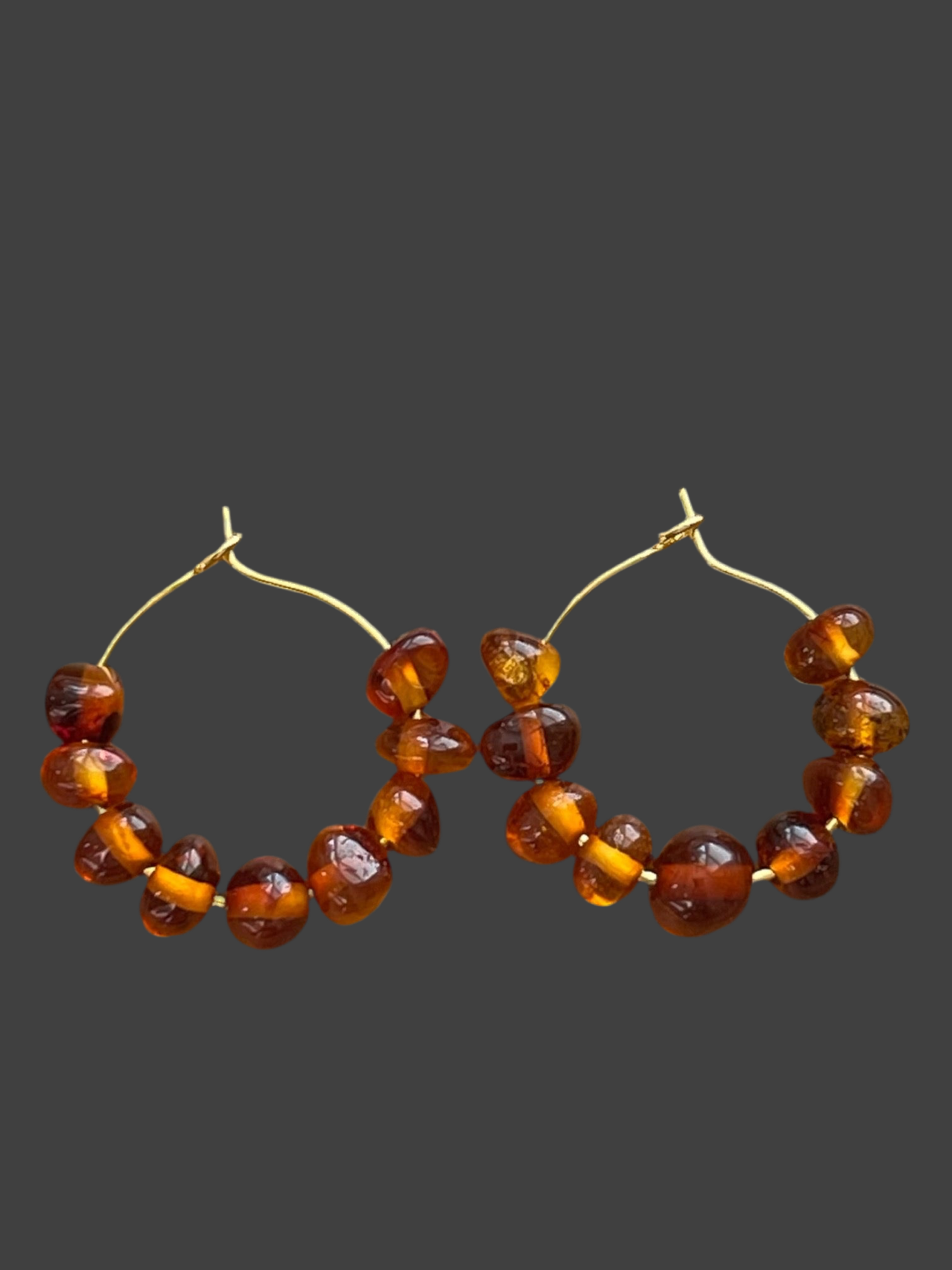 Amber Glow Earrings: Gold or Silver hoops with Baltic Amber Stones