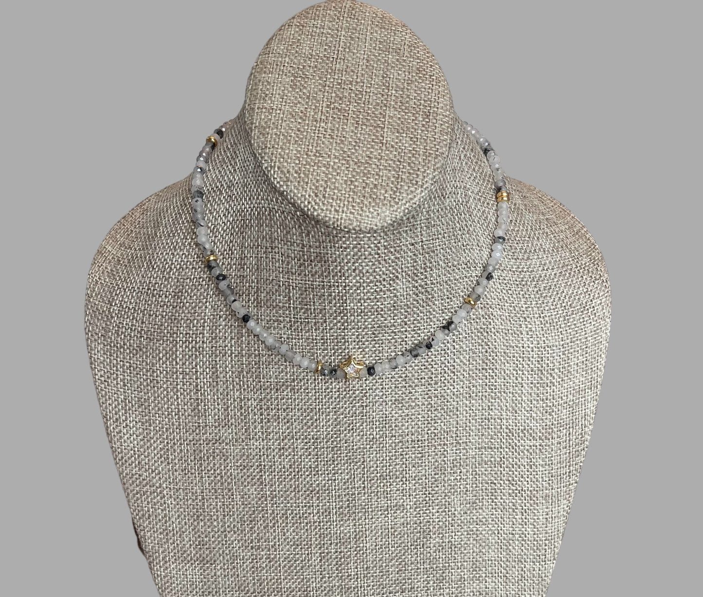 A Little Luxe Necklaces: Various natural stones in many colors, faceted, with a Bezel set Cubic Zirconia centerpiece