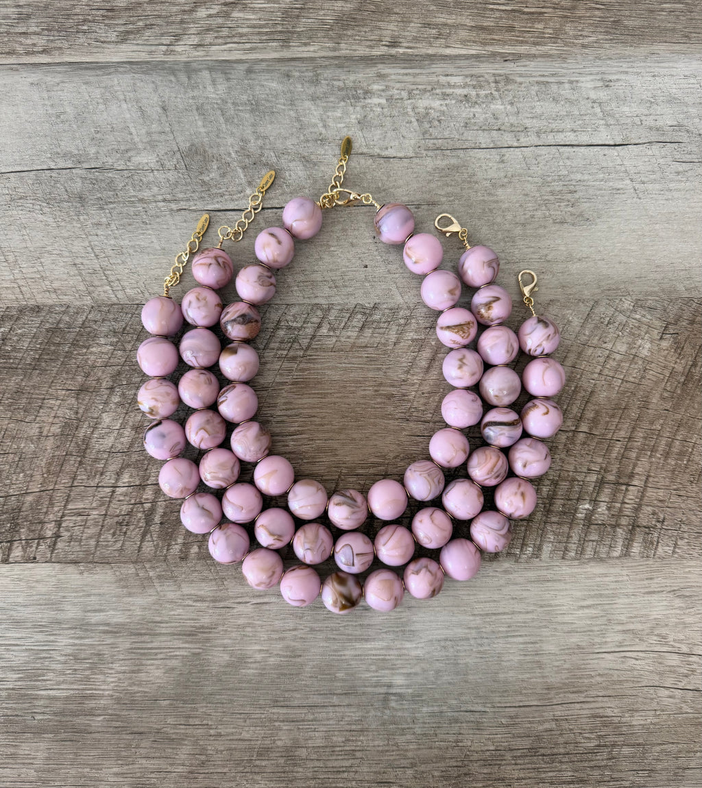 Rosehaven Necklace: Resin gemstone-like beads w gold accents