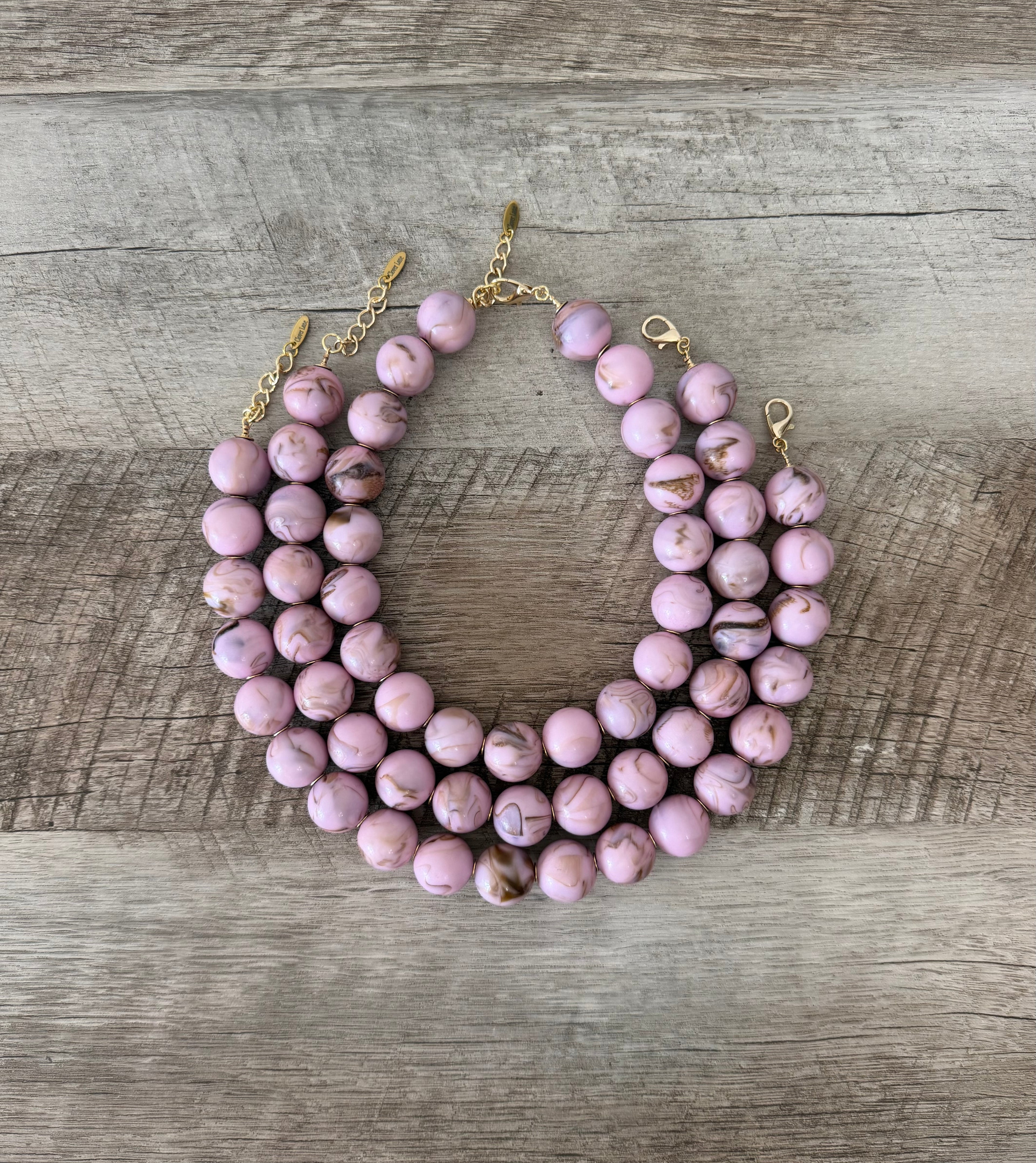 Rosehaven Necklace: Resin gemstone-like beads w gold accents