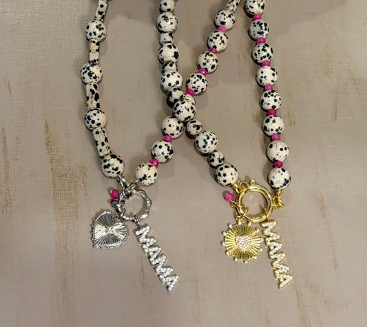 Spotted Mama Necklace: Dalmatian Jasper natural stone