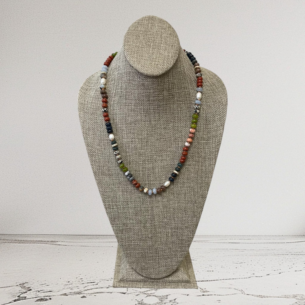 Reel Beauty 🎣 Mixed Gemstone necklace with Gold accents Gemstone fish pendant 4 options