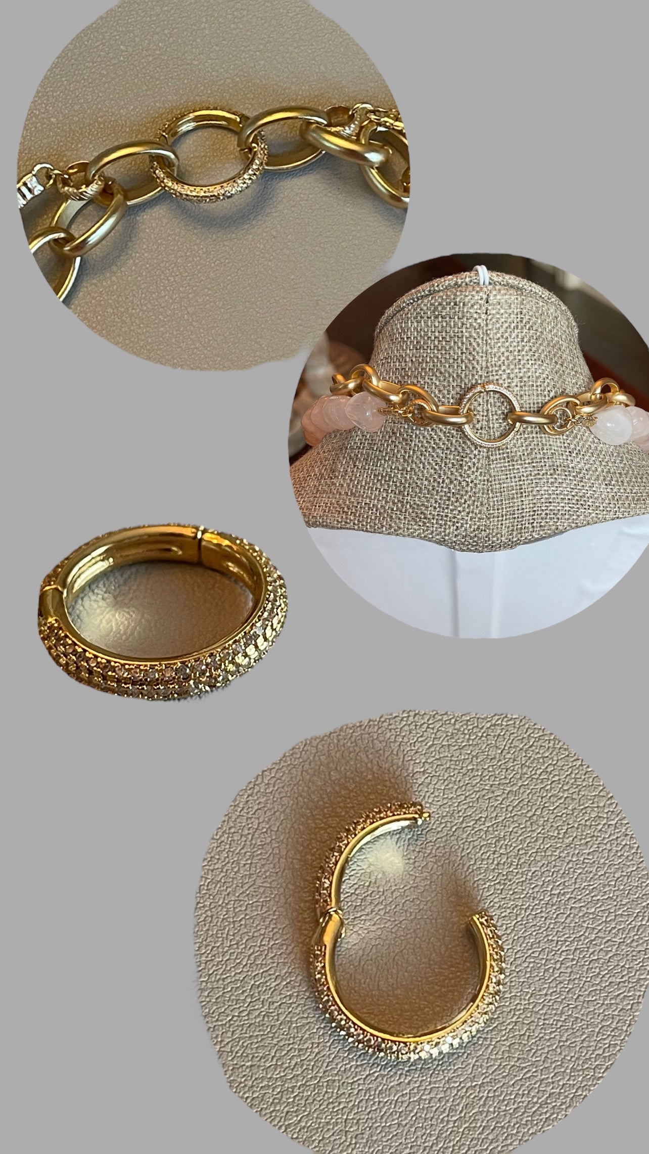 The Six Way Necklace: Rose Quartz and Brushed Gold Chain Duo with Greek Three Graces Replica Coin Pendant