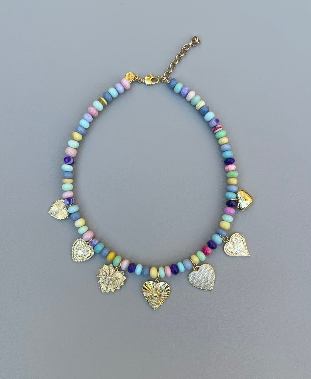 Candy Opal Hearts Necklace OOAK