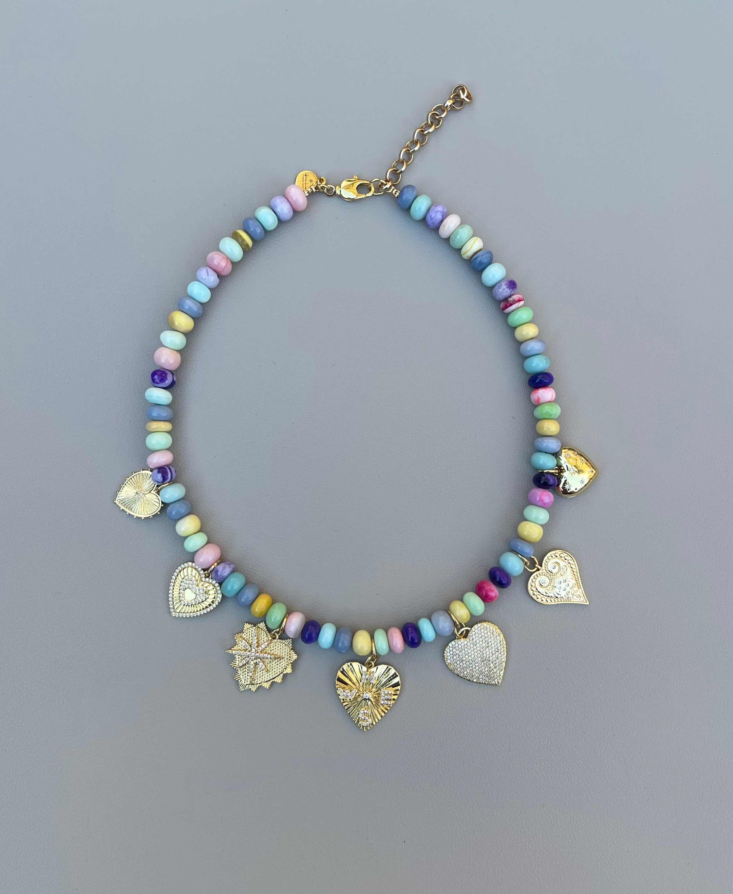 Candy Opal Hearts Necklace OOAK