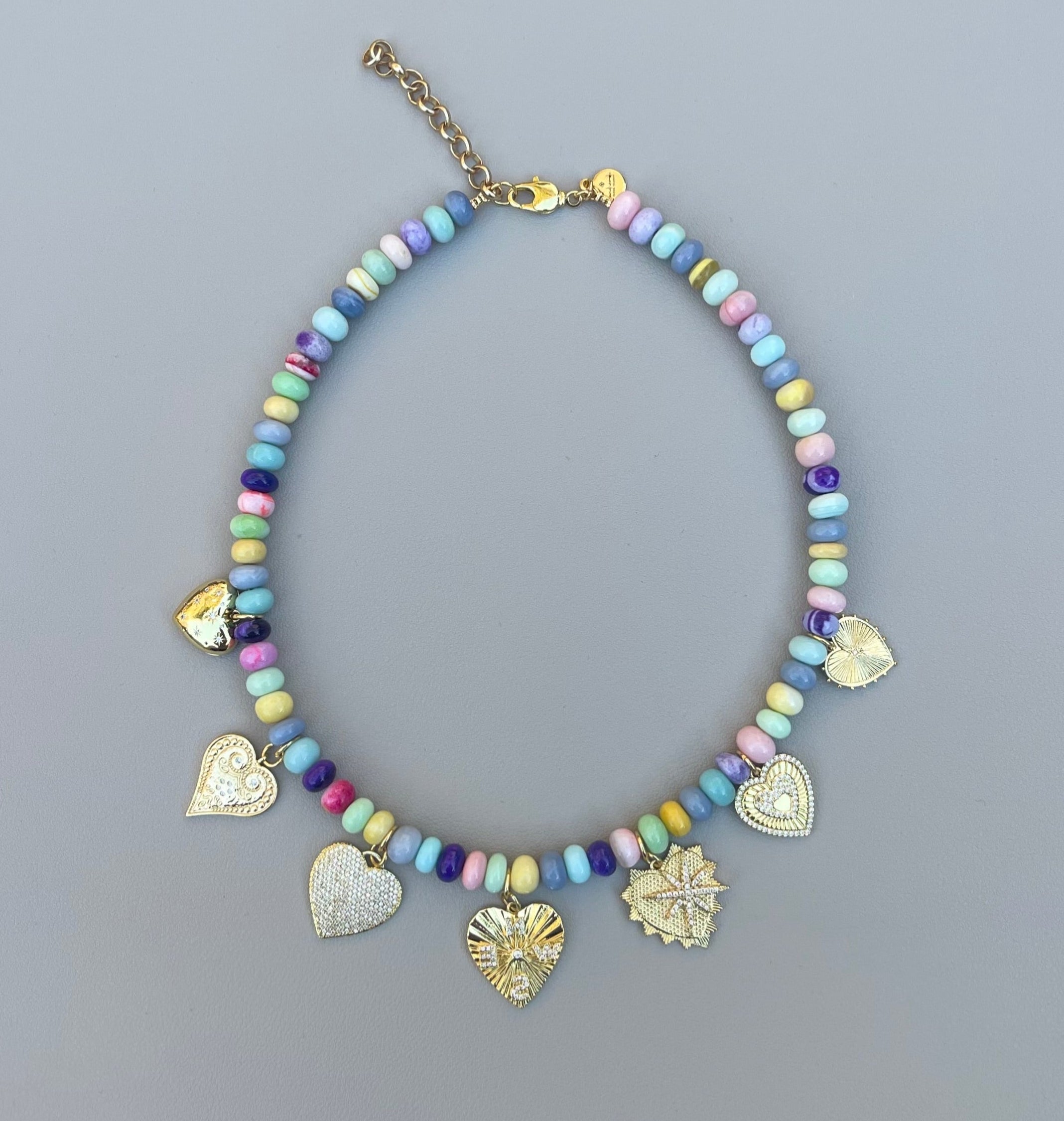 Candy Opal Hearts Necklace OOAK