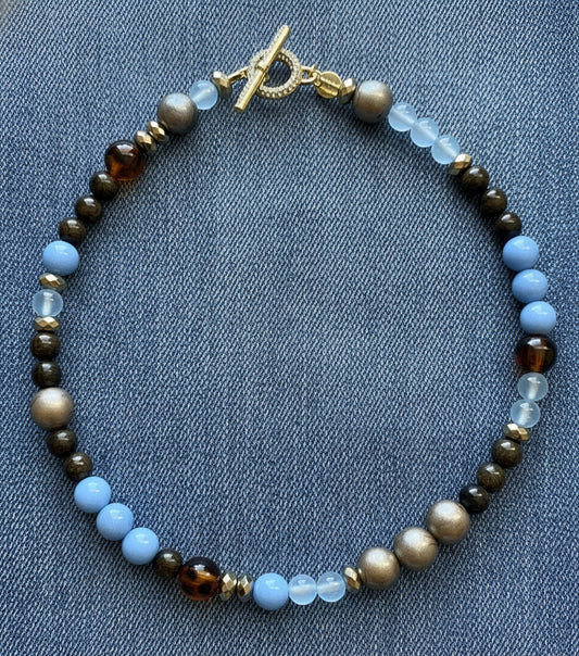 Ash & Sky Necklace: Warm & Cool collide in this Mixed Gemstone design