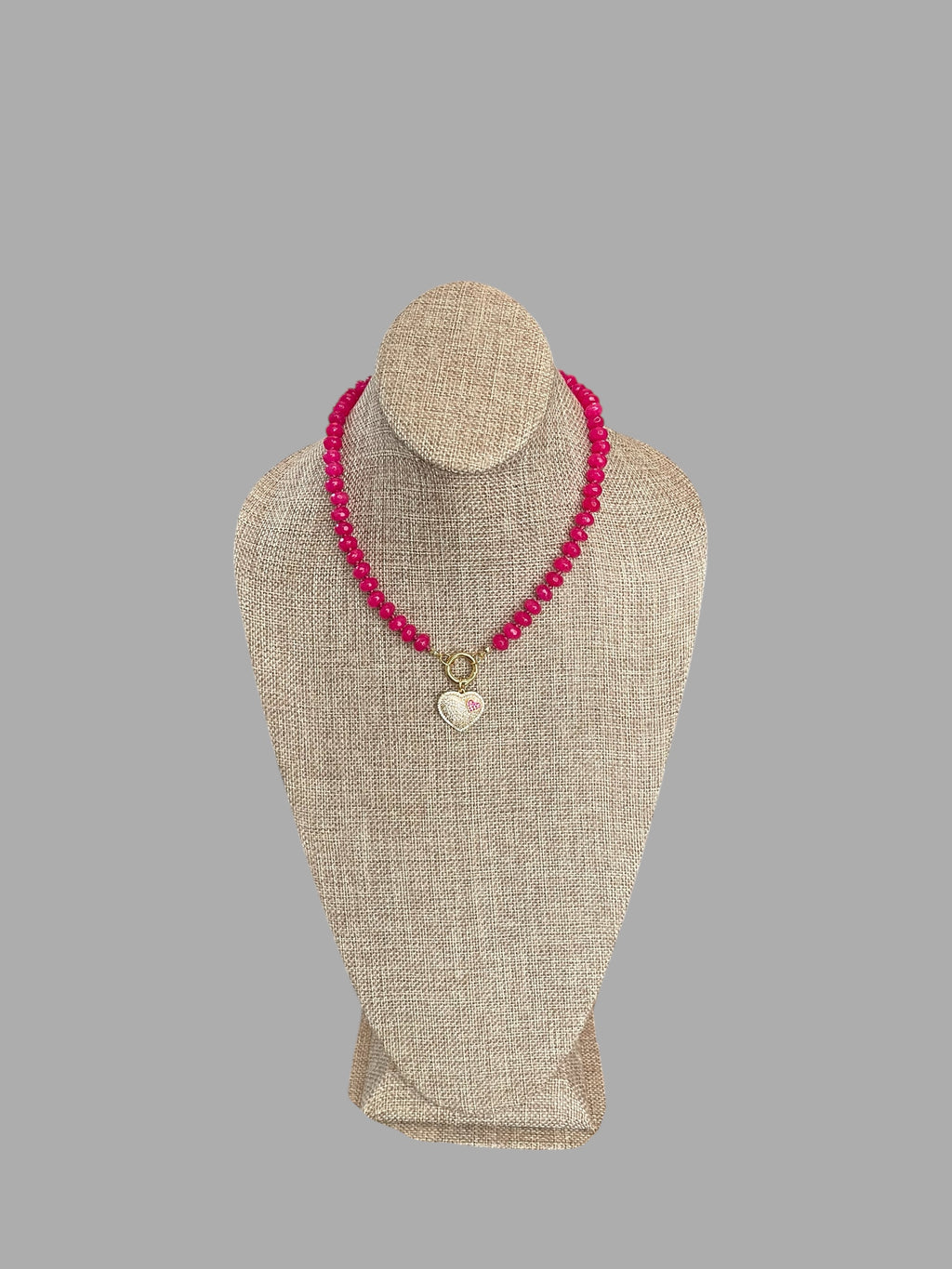 Falling for Fuchsia Necklace: Natural fuchsia crackle Quartz softly faceted Hand knotted beads w/2 Charms 🩷🔒