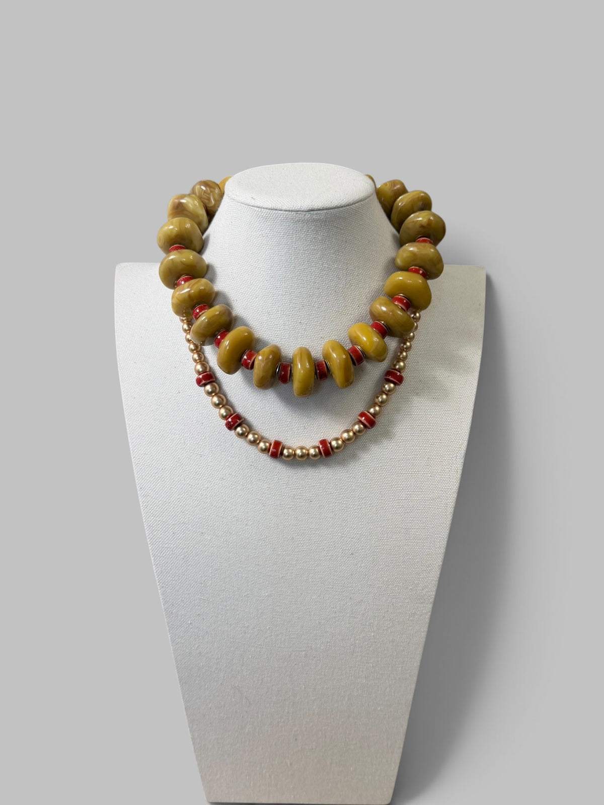 Gilded Rouge:Matte Hematite beads with Ceramic accents OOAK