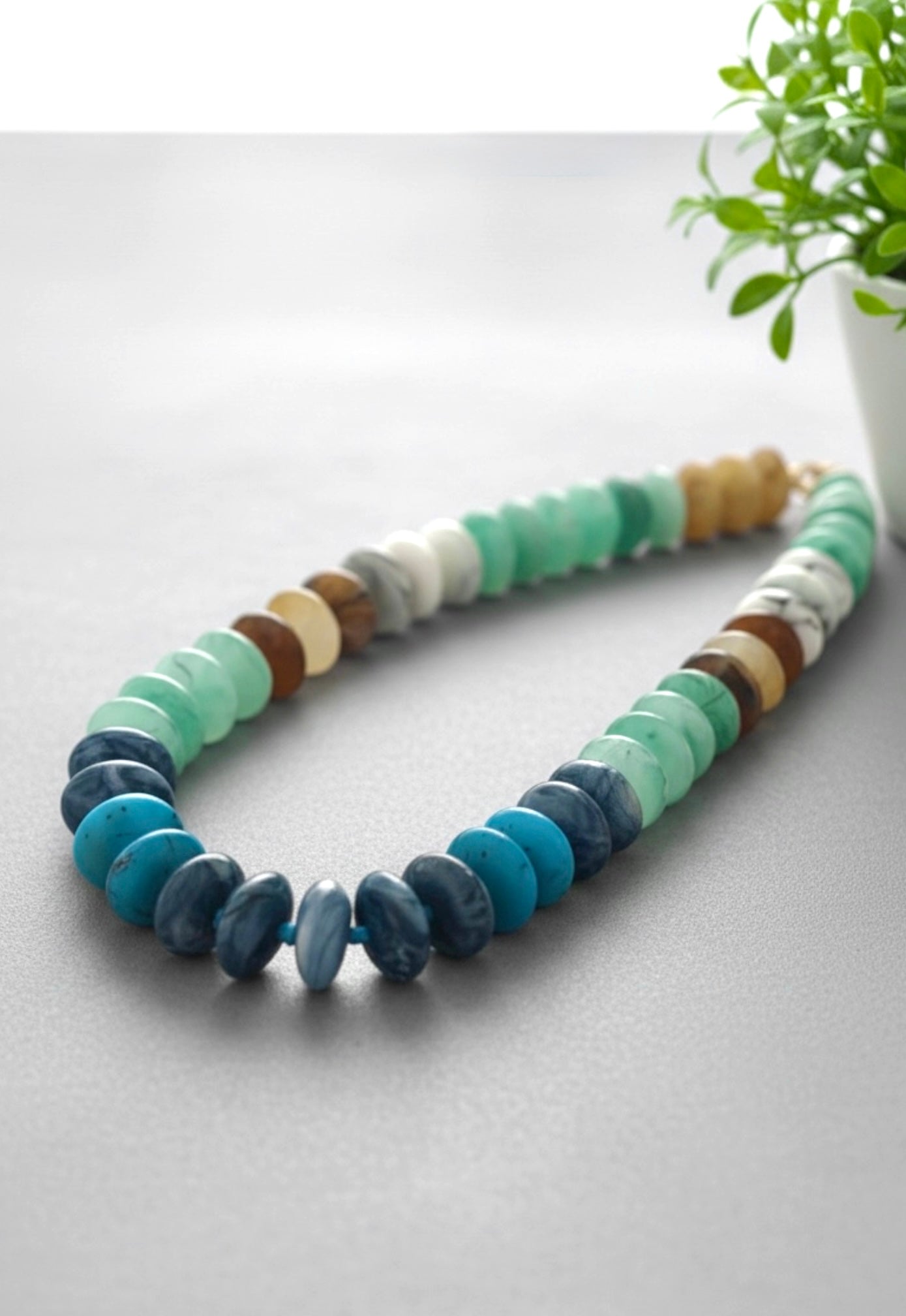 The Coastal Strand: Gradient resin beads Gold lobster clasp
