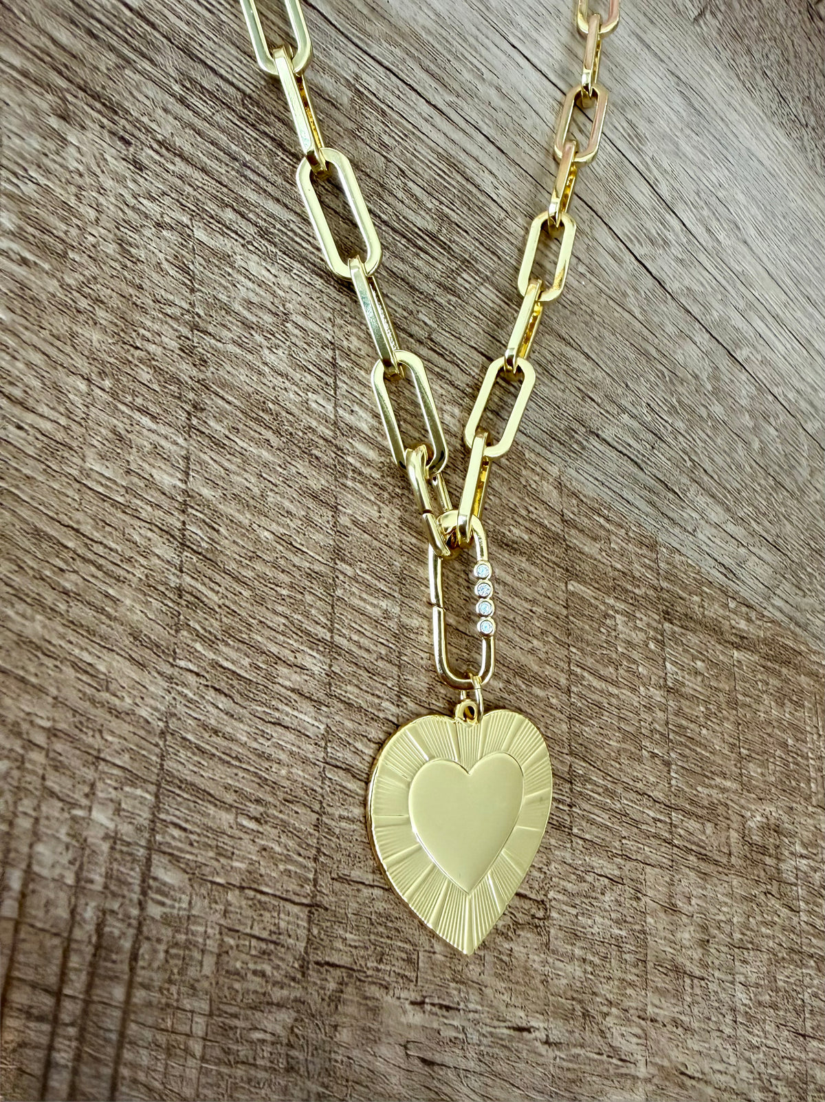 The Forevermore Necklace: Gold Paperclip chain with a stunning heart pendant