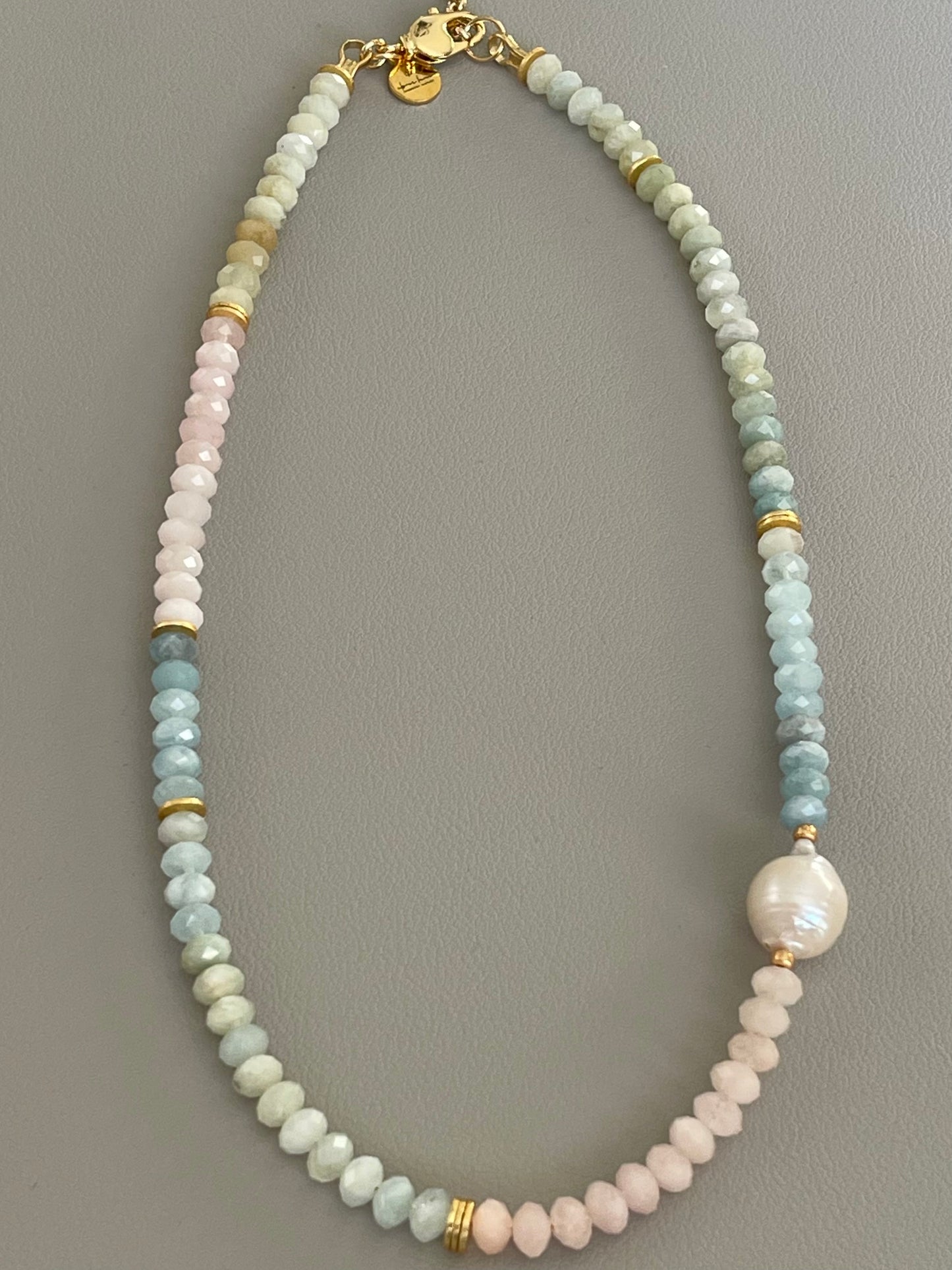 Morganite Faceted Bead Necklace OOAK