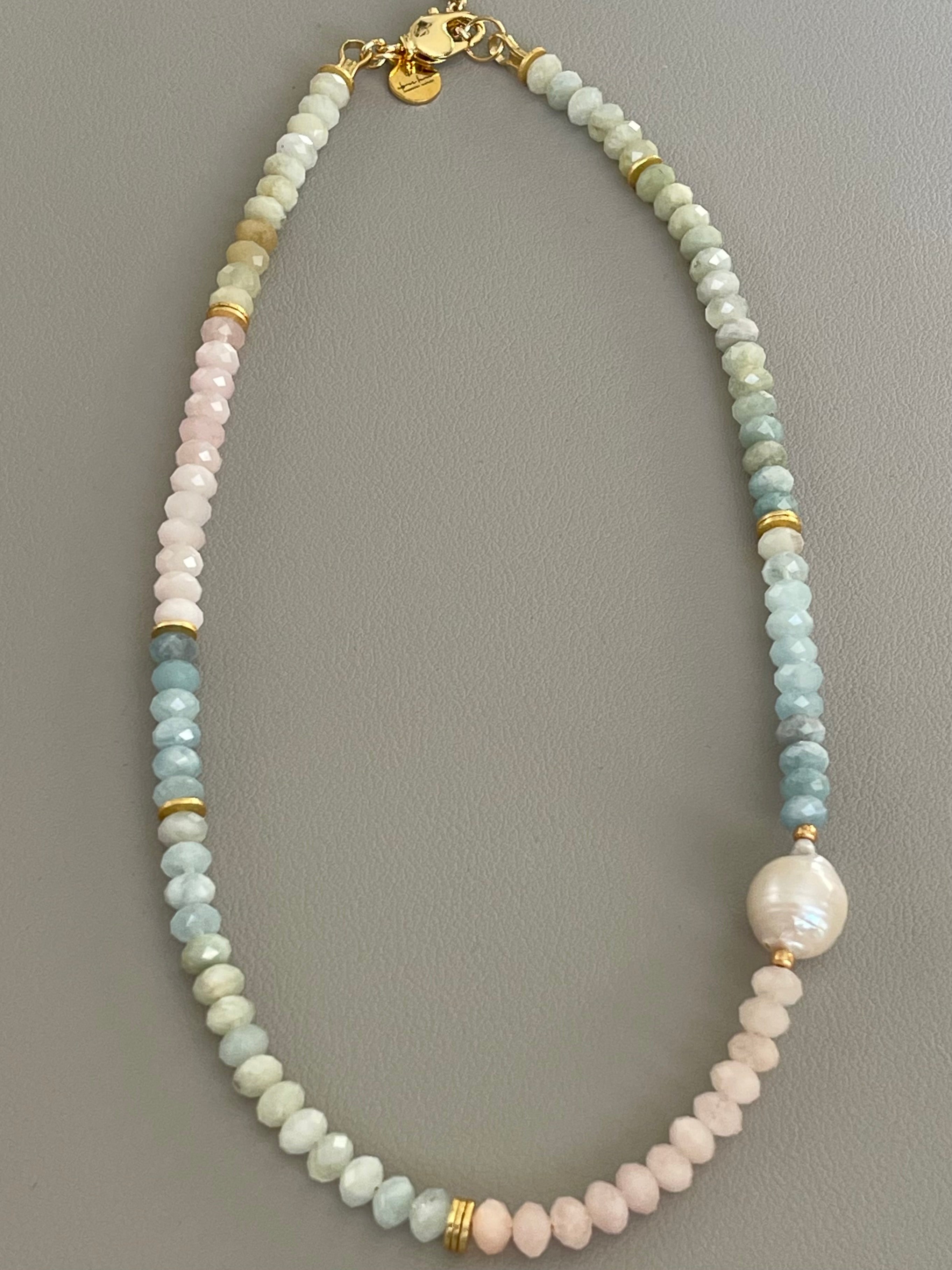 Morganite Faceted Bead Necklace OOAK