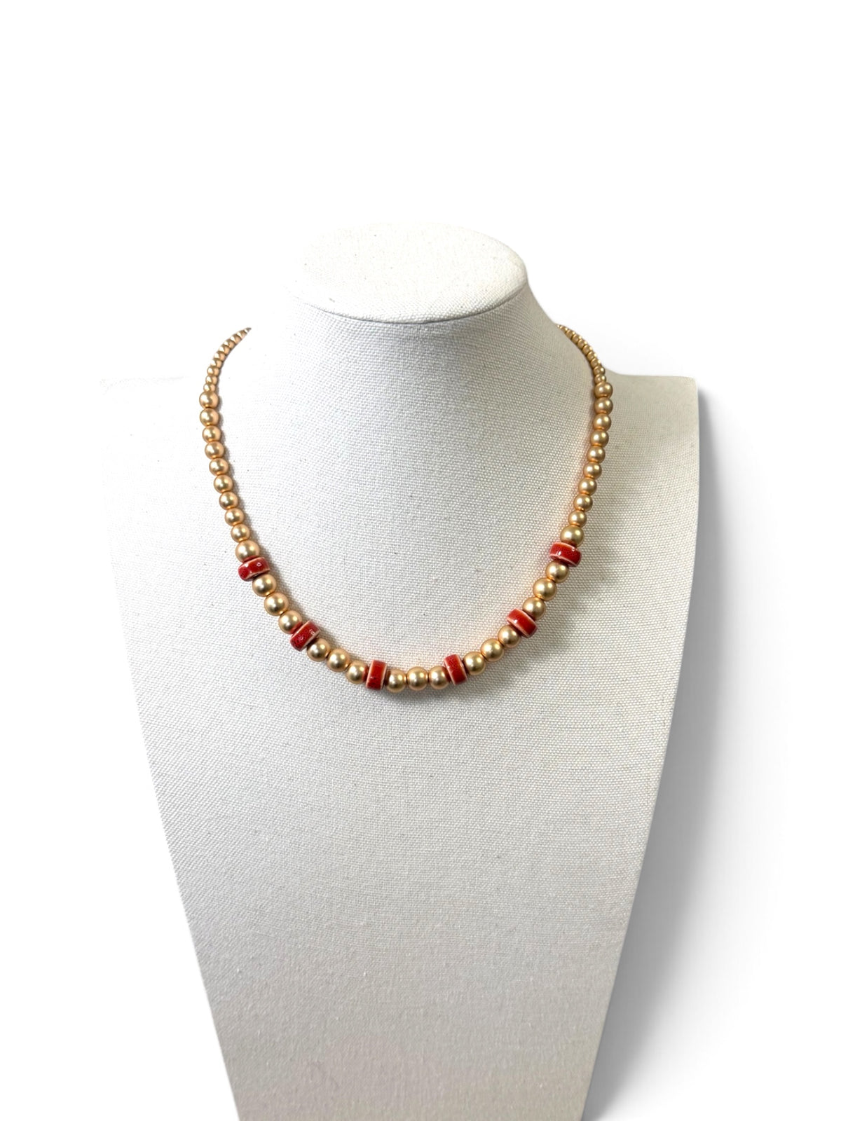 Gilded Rouge:Matte Hematite beads with Ceramic accents OOAK