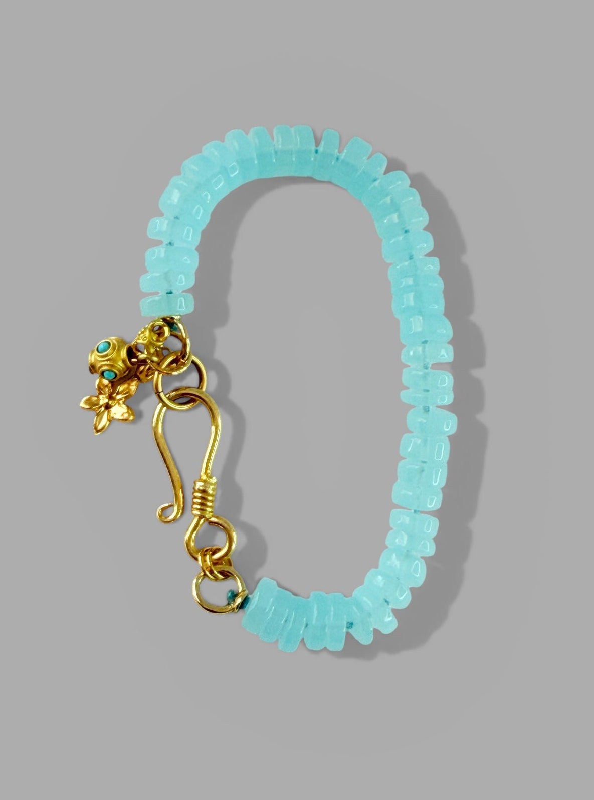 The Island Drift Bracelet OOAK: Handknotted Aquamarine