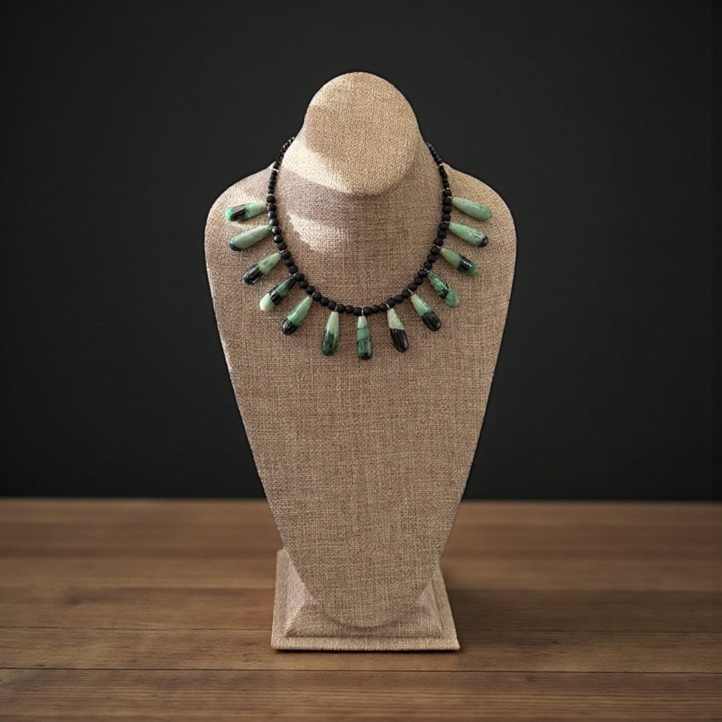 The Zetta Necklace: Transvaal Grossular Garnet with Matte Black Onyx accent beads•Gold Hook Clasp•Limited Edition