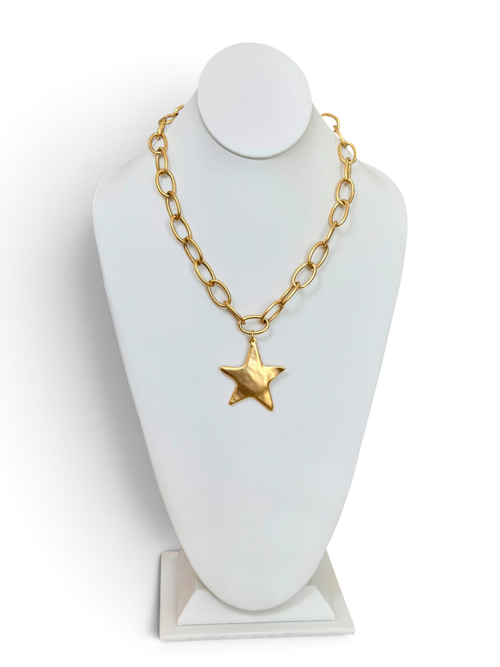 Lucky Star Necklace: Antiqued 24k gold chain and star pendant