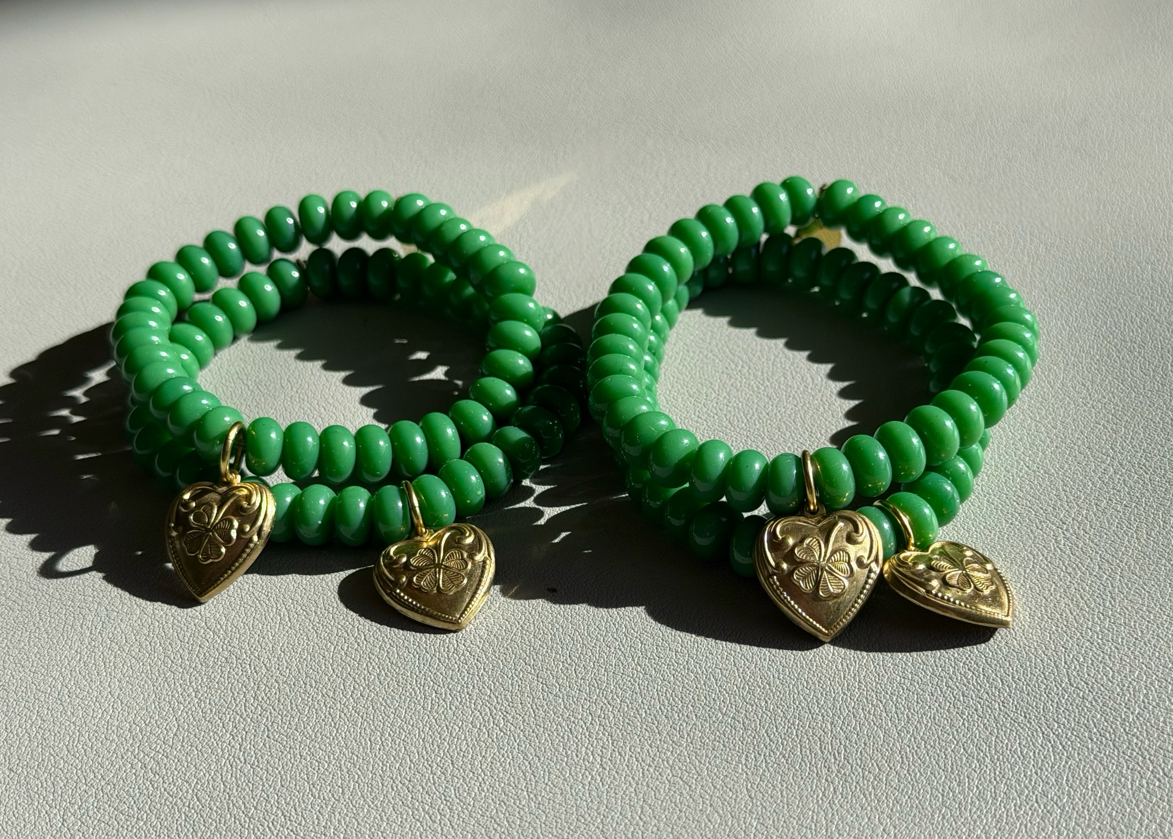 Lucky You Bracelet: Acrylic and glass beads—You choose! Also, Choose from 3 charms to make your bracelet custom 🍀