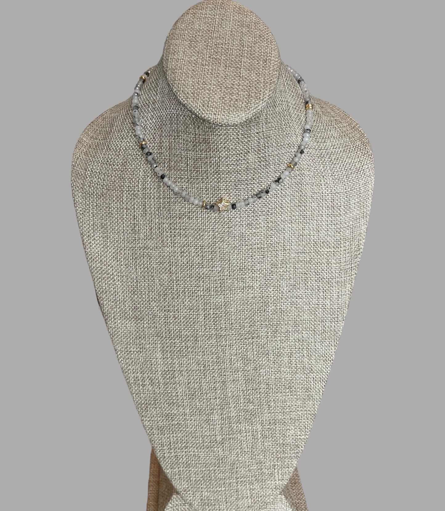 A Little Luxe Necklaces: Various natural stones in many colors, faceted, with a Bezel set Cubic Zirconia centerpiece