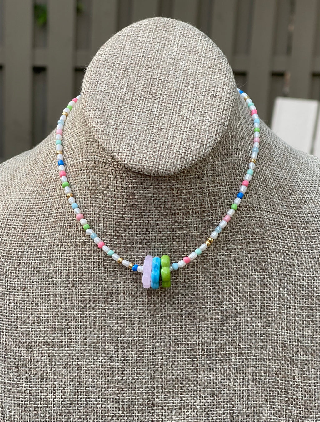 Candy Petals Necklace for Girls/Teens: Freshwater Pearls, Candy colored accents, Fun flower charms and gold clasp and extender