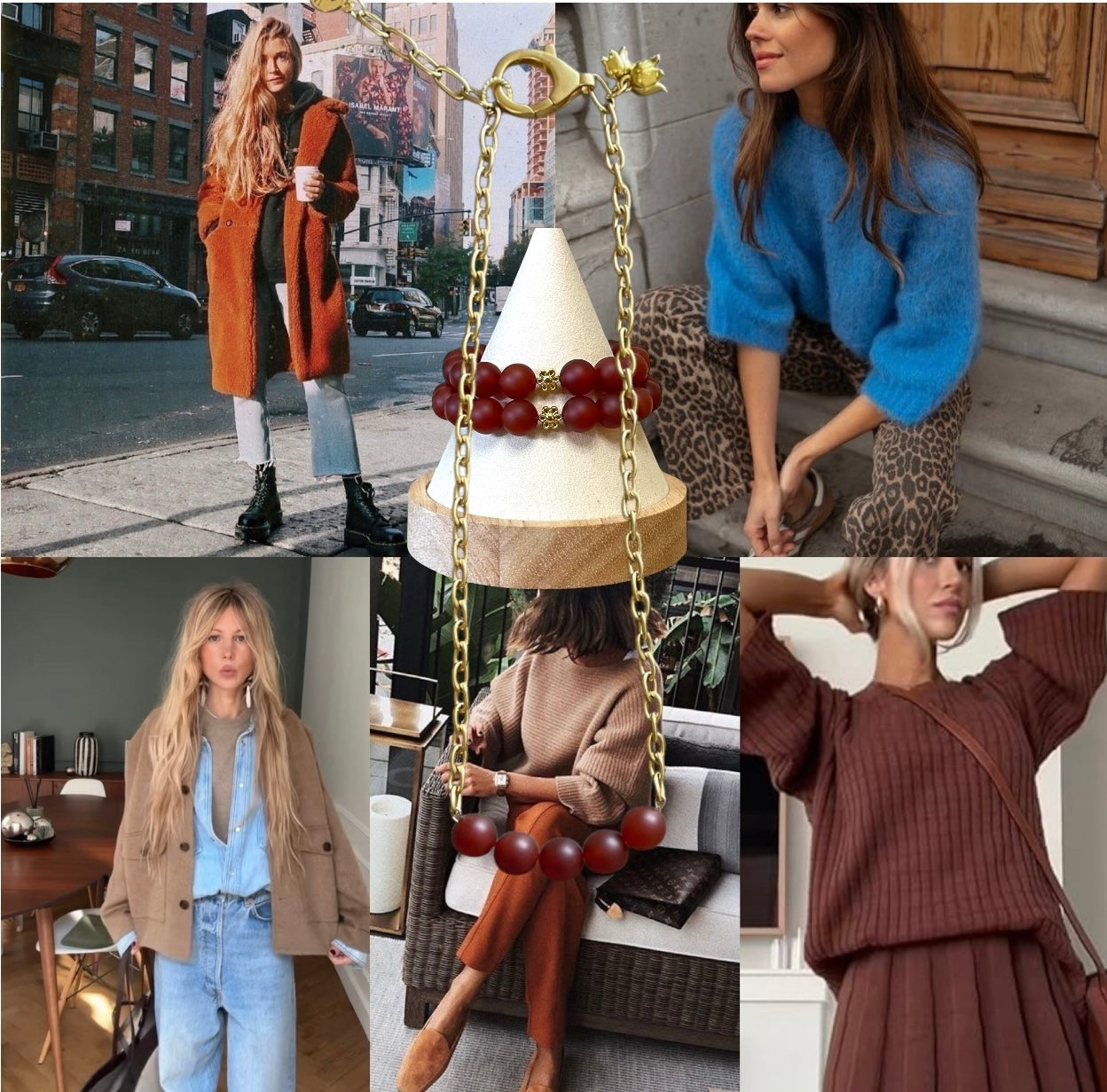 Matte Carnelian Bead Bar Chain: 24k gold chain with bead bar center OOAK