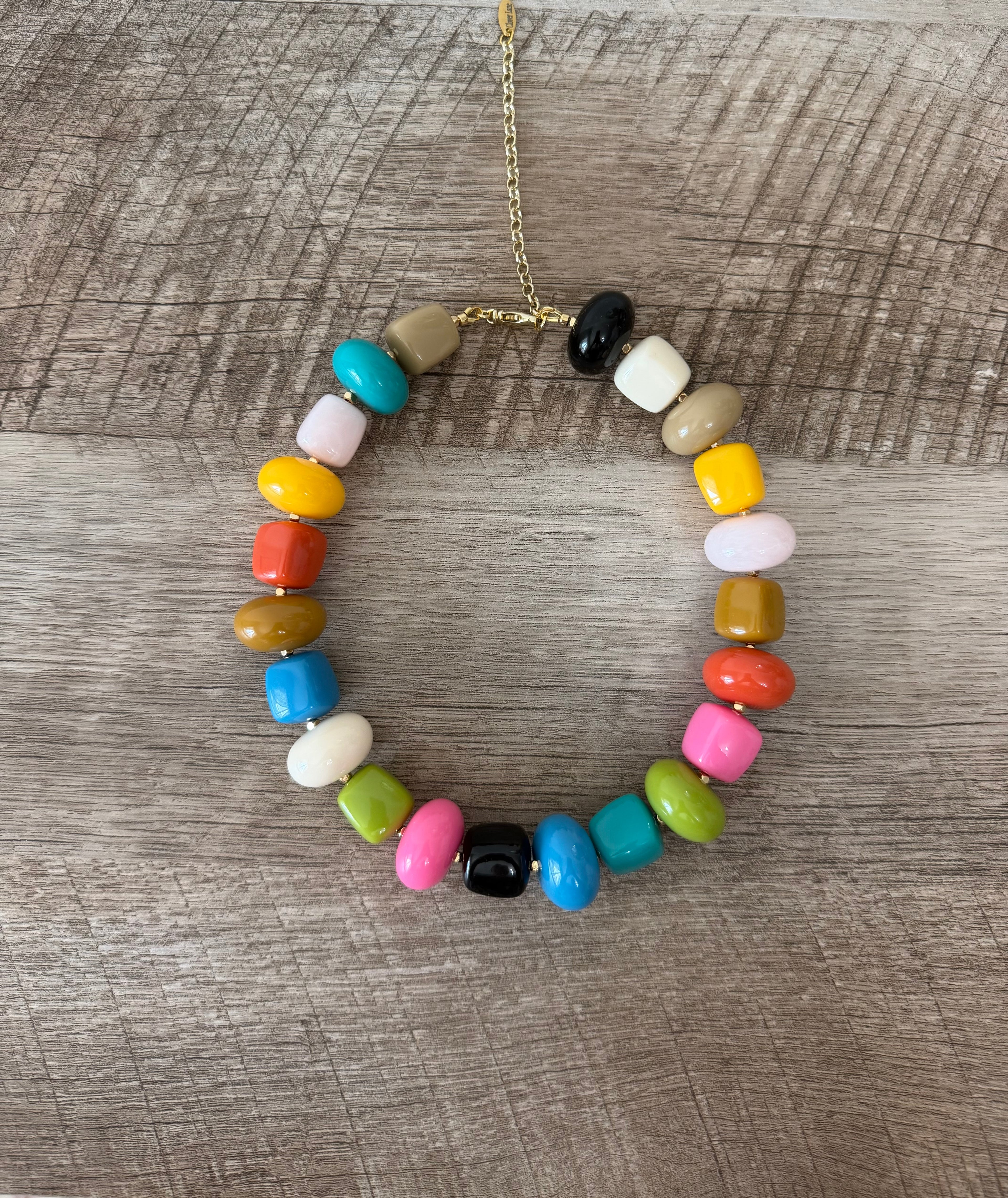 My Happy Place Necklace: Resin beads Gold accents & clasp