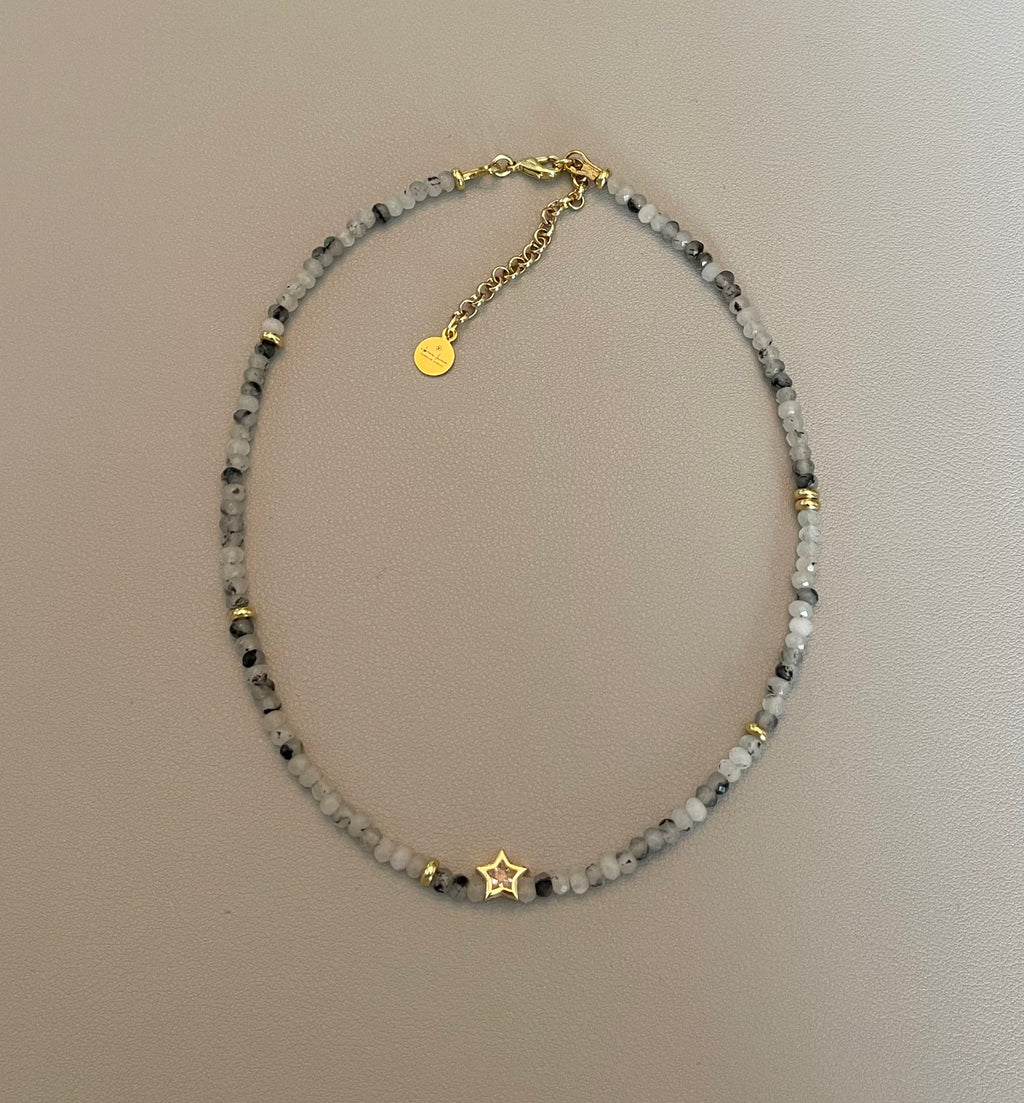 A Little Luxe Necklaces: Various natural stones in many colors, faceted, with a Bezel set Cubic Zirconia centerpiece