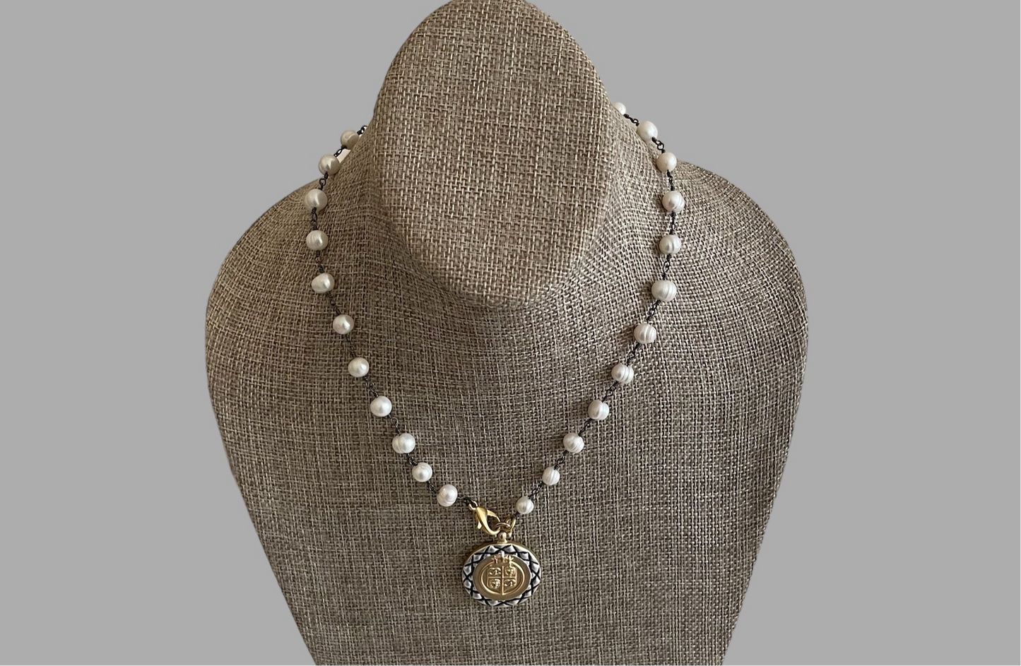 Chanel Vibes Coin Necklace: Freshwater Pearl Chain w Chanel Inspired Coin Charm OOAK!