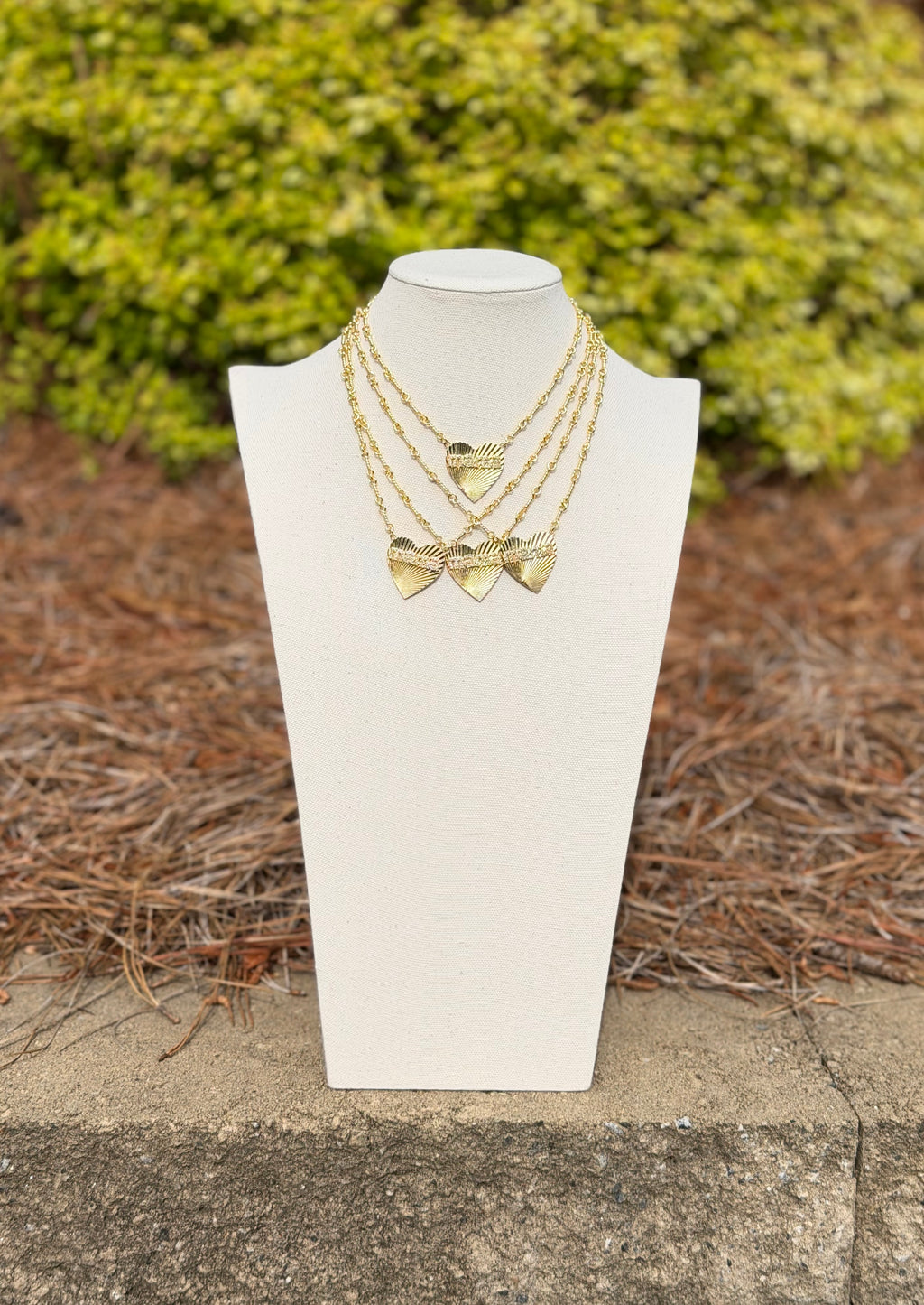Mama’s Heart of Gold Necklace: Tarnish resistant treatment included