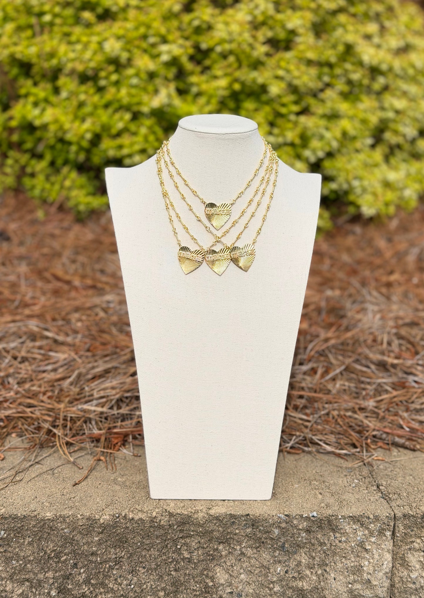 Mama’s Heart of Gold Necklace: Tarnish resistant treatment included